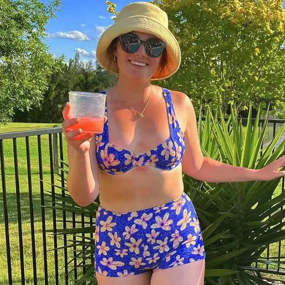 Sexy Push Up Bikini Shorts Bathing Suit Two Piece Swimsuit High Waist Swimming Suit for Women Swimwear Summer Beachwear 250106