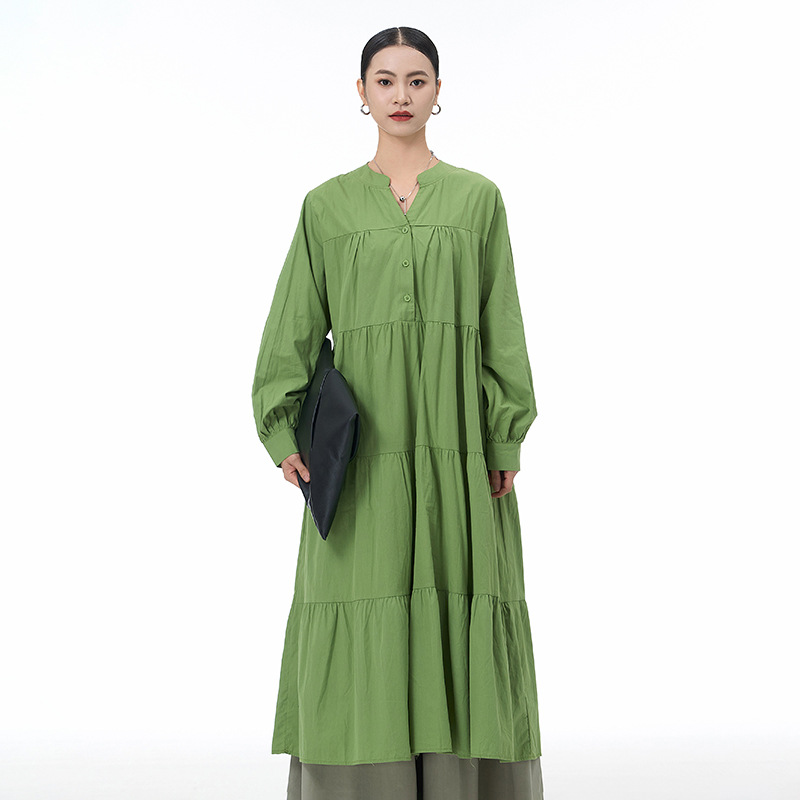 Y6874 Spring new Bohemian long-sleeved cake skirt plus size women's loose slim dress trend
