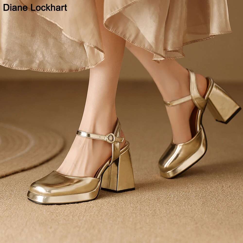 Women's Sandals Summer Pumps New 2024 Ankle Straps Gold Sier High Heels Flip Ps Female Party Shoes Designer Big Size