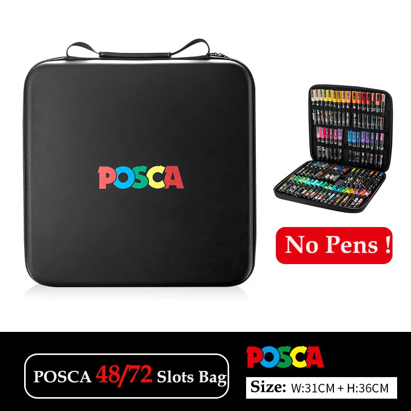 Posca Handbag 48/72 Slot Organizer Portable Case Handbag for Posca Marking Pen PC-1M/3M/5M/8K/17K Paint Marking Storage Bag 250106
