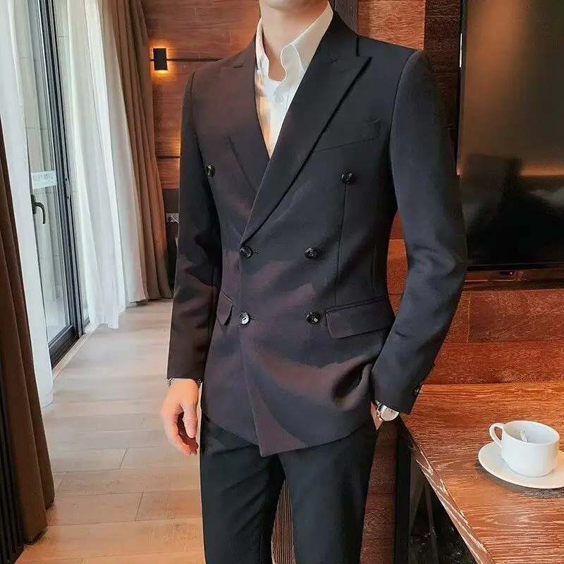 Mens Suit Business Jackets Spring Autumn Double Breasted Male Dress Blazer Handsome Trendy Fashionable Classic Simple Coat 250107