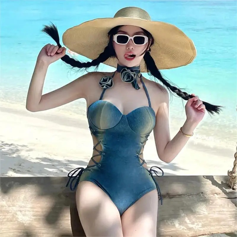 Summer American Retro Cow Waist Strap for Slimming Womens Clothing Belly Covering One-piece Swimsuit Bikinis Set 250106