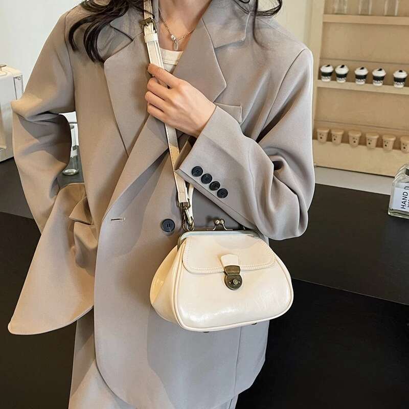 Ddmymarket Chinese Style Retro PU Leather Small Shoulder Bags for Women 2024 Females Crossbody Pinch Bag Handbags and Purses