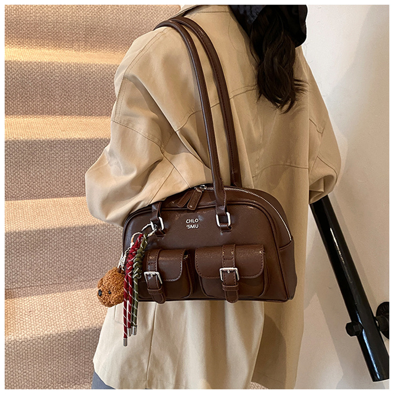 Single Shoulder Bag For Women - Vintage Solid Color Casual Tote, Brown Leather, Free Shipping New Free Delivery Designer Bag