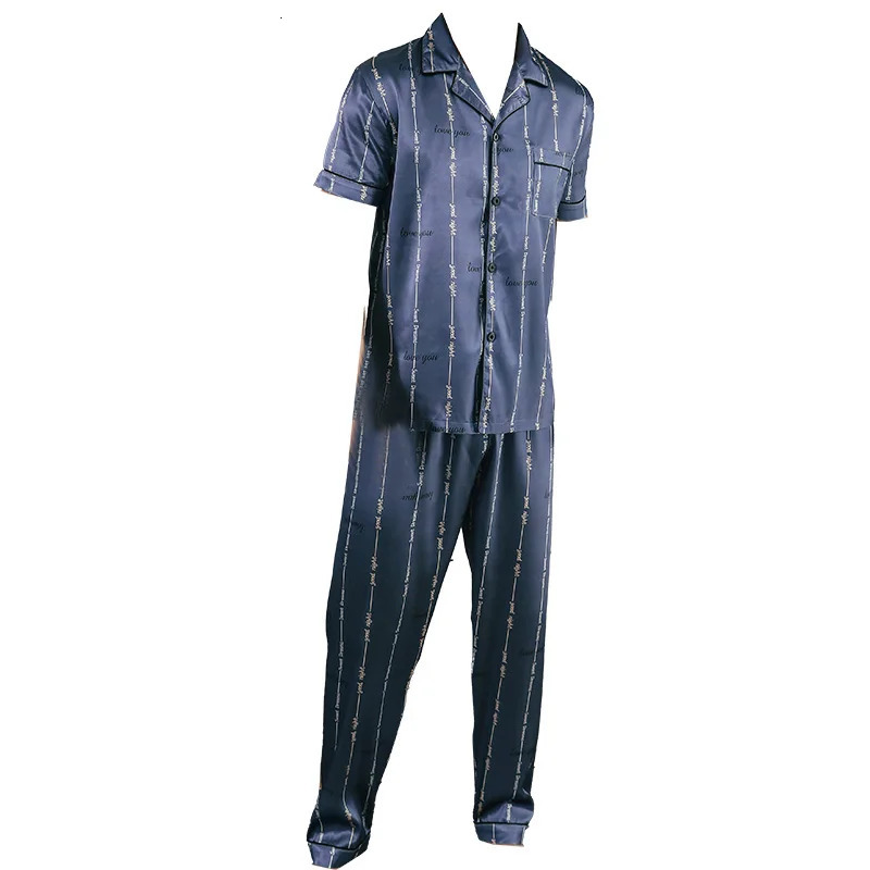 Two piece sets for mens pajamas summer short sleeved pants English printed home clothes sleepwear set 250103