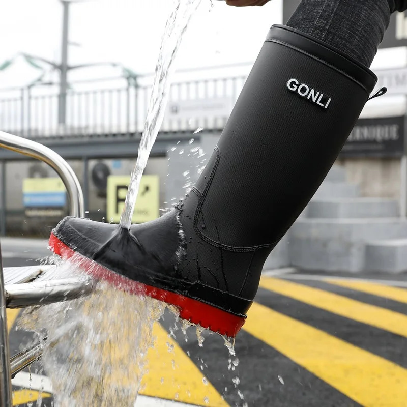 Mens Rain Shoes Rain Boots Adult Mid Length Fashionable Korean Water Shoes Soft and Non Slip Thick Soles 250106
