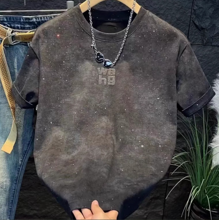 2024 New American Fashion Brand Letter Printed Short sleeved T-shirt Mens Summer Instagram Fashion Brand Loose Casual Top