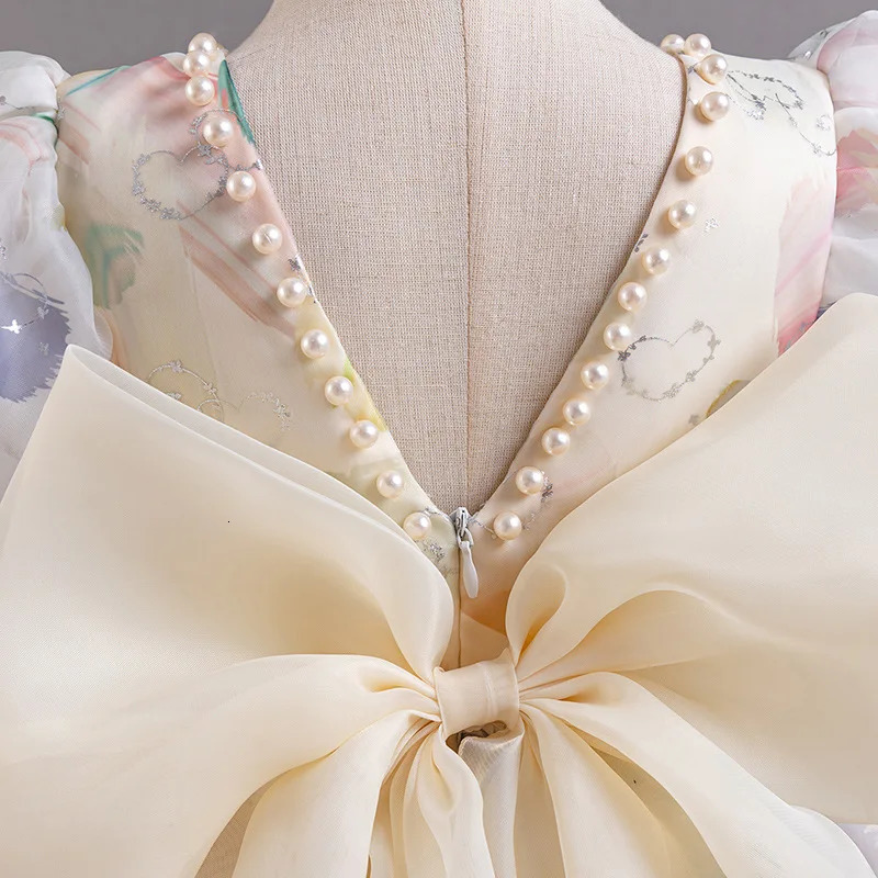 Fashion Flower Girl Dresses for Weddings Lace Short Sleeve Prom Dresses Summer Children Girls Party Dresses 1-7 Years 250107