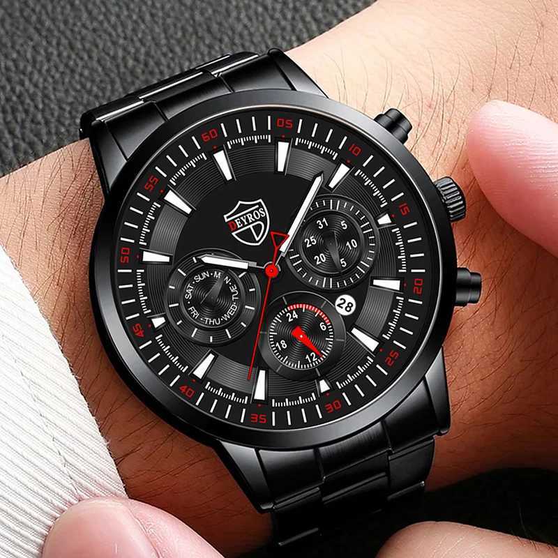 Fashion Mens Watches Business Stainless Steel Quartz Wrist Watch Male Casual Date Luminous Leather Bracelet ClockX250107