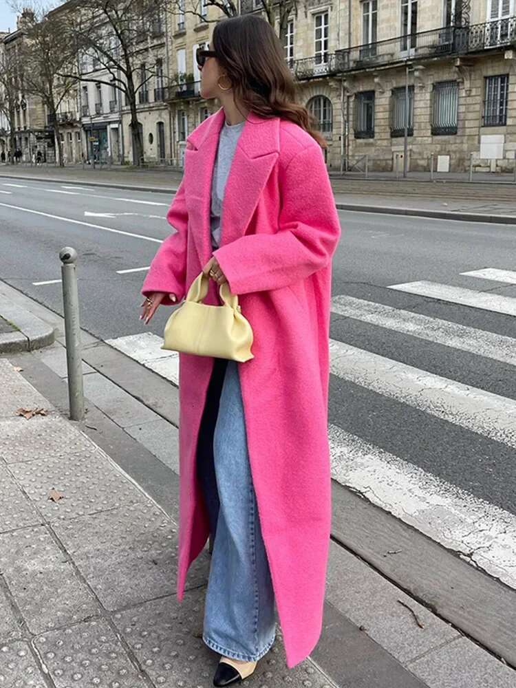 Lapel Woolen Coats Women Elegant Turn-Down Collar Jacket Female Winter Autumn Long Sleeve Street Lady Overcoats