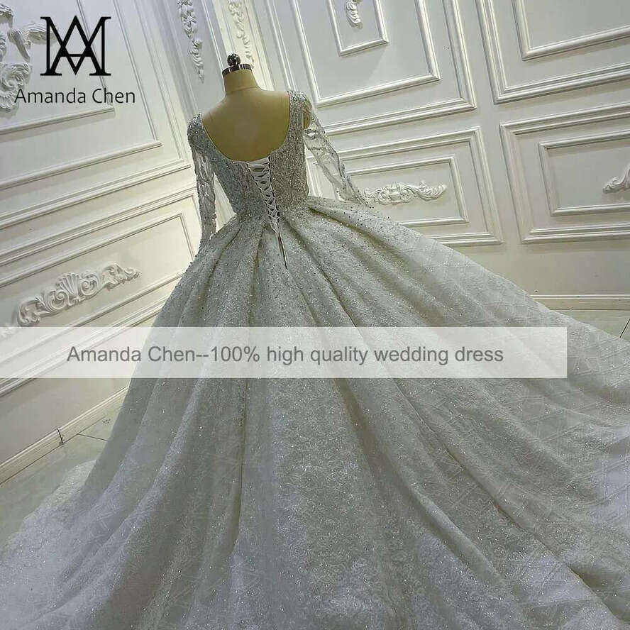 Square Necke Long Sleeve Wedding Dress