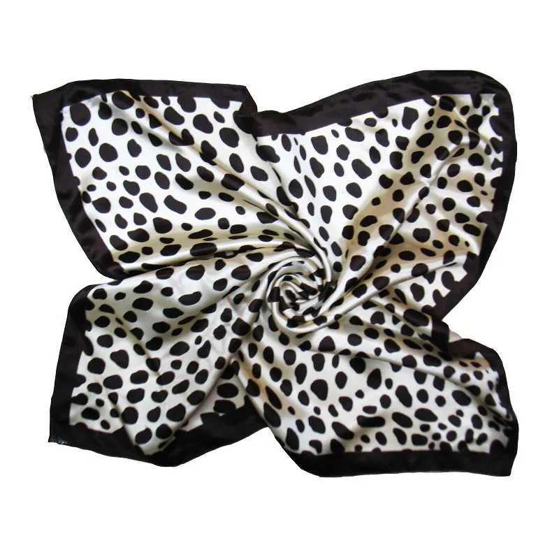 Square scarf hair tie fashionable Korean printed animal leopard commercial small neck satin scarf W250107