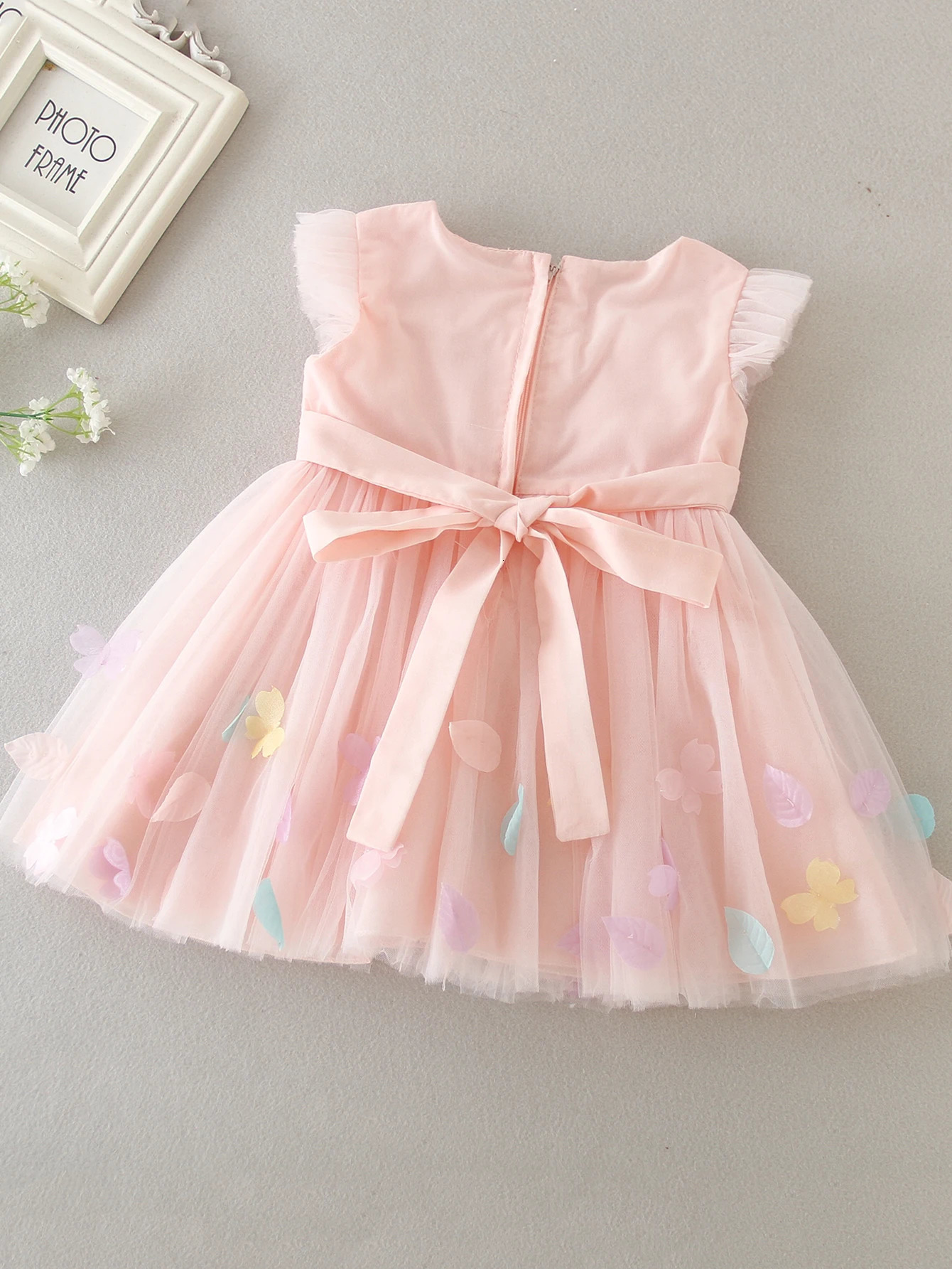 Baby Girls Baptism Christening Infant Pageant Dress Pink Bridesmaid Dress Kids Birthday Clothes 250107