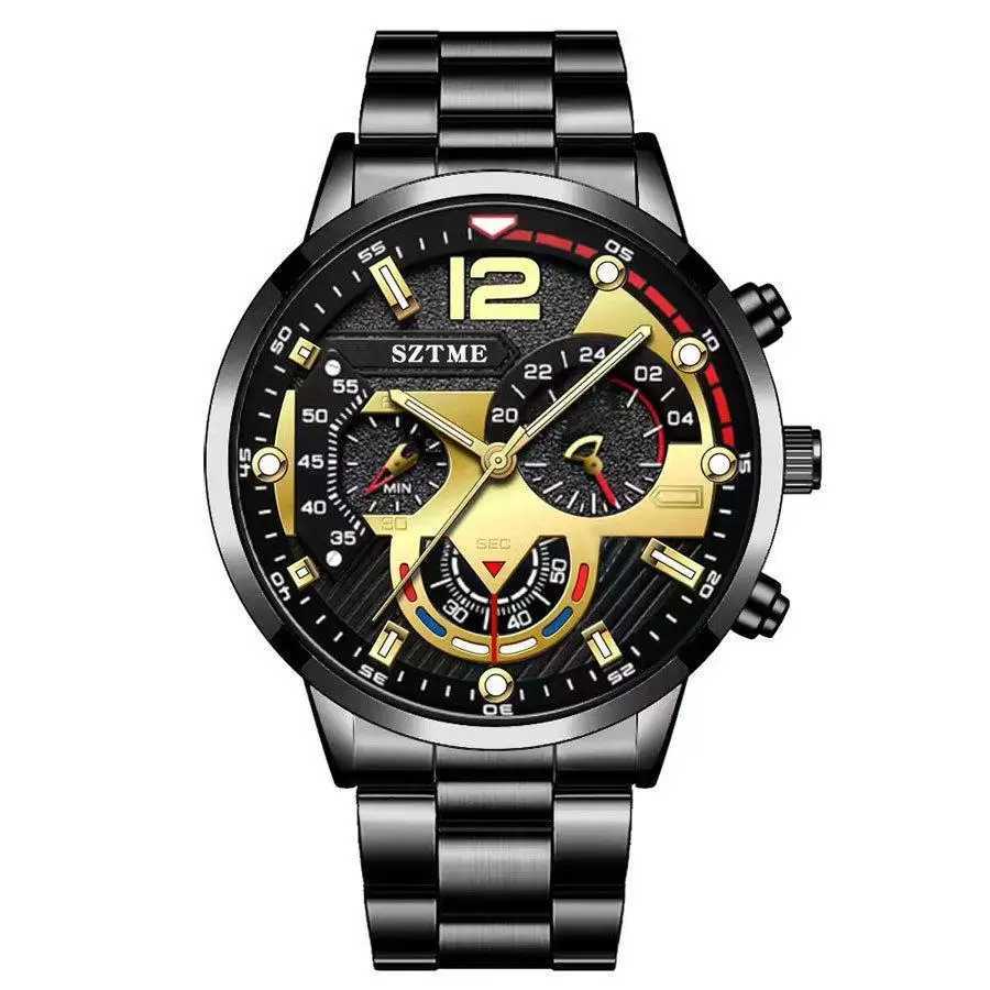 Trendy hot sale live mens fashion stainless steel band business watch luminous pointer with calendar quartz watchX250107