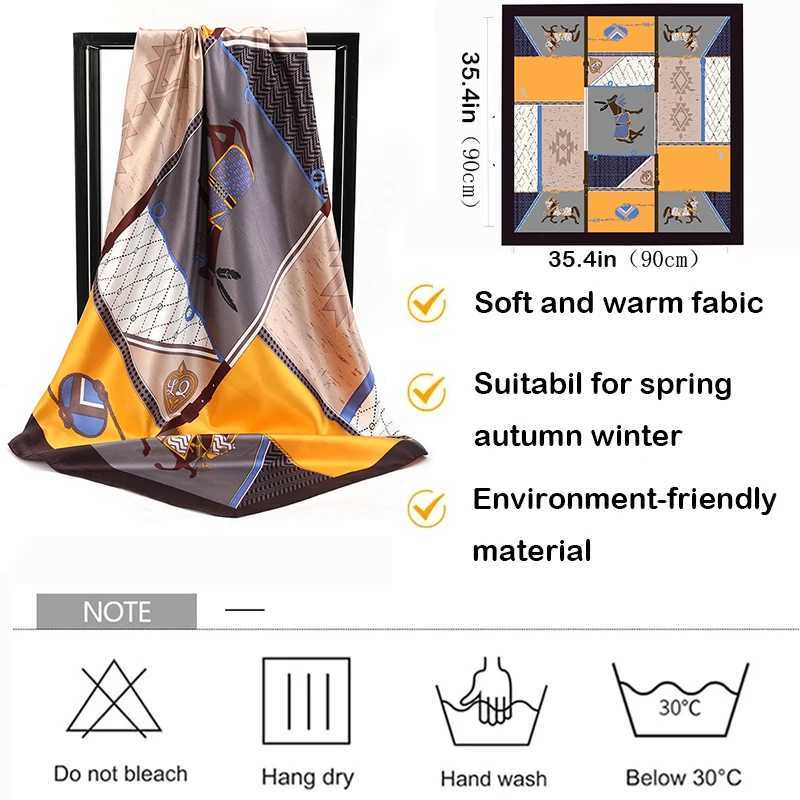 90 * 90cm Womens Scarf Silk Texture Hair Neck Square Brand Office Bandanna Muffler Waiting Staff Holding Chief Ring Packaging W250107