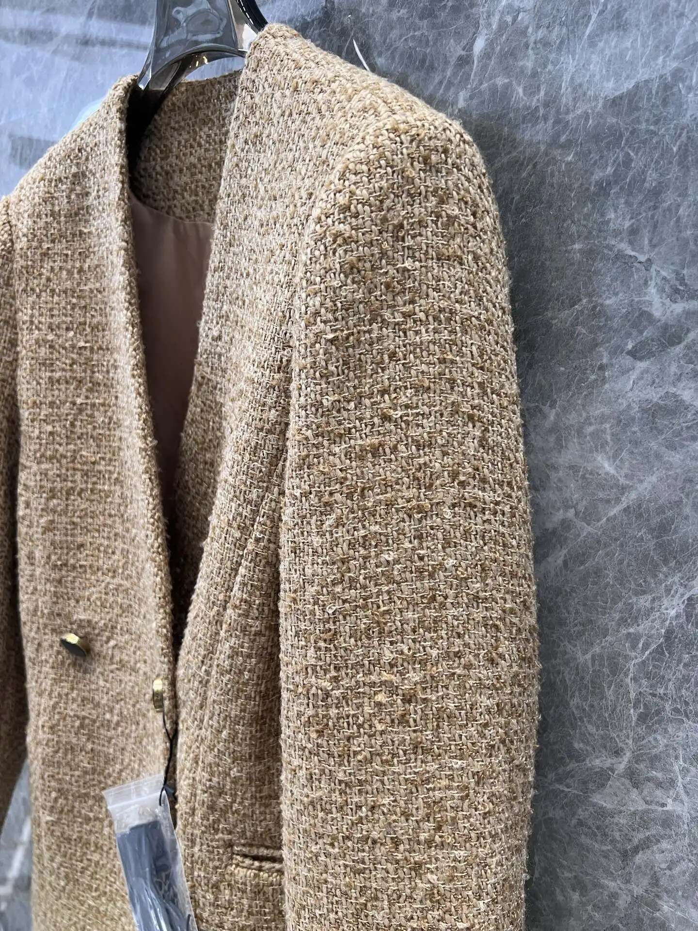 Jackets Women Autumn Winter Solid Woolen V-Neck Single Breasted Mid-Length Tweed Coat Minimalist Office Lady Female Clothes