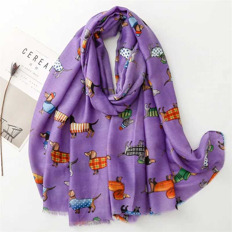 Cute animal sausage pattern adhesive scarf cute breathable edge shawl casual travel close fitting jacket long shawl 180 * 85cm W250107