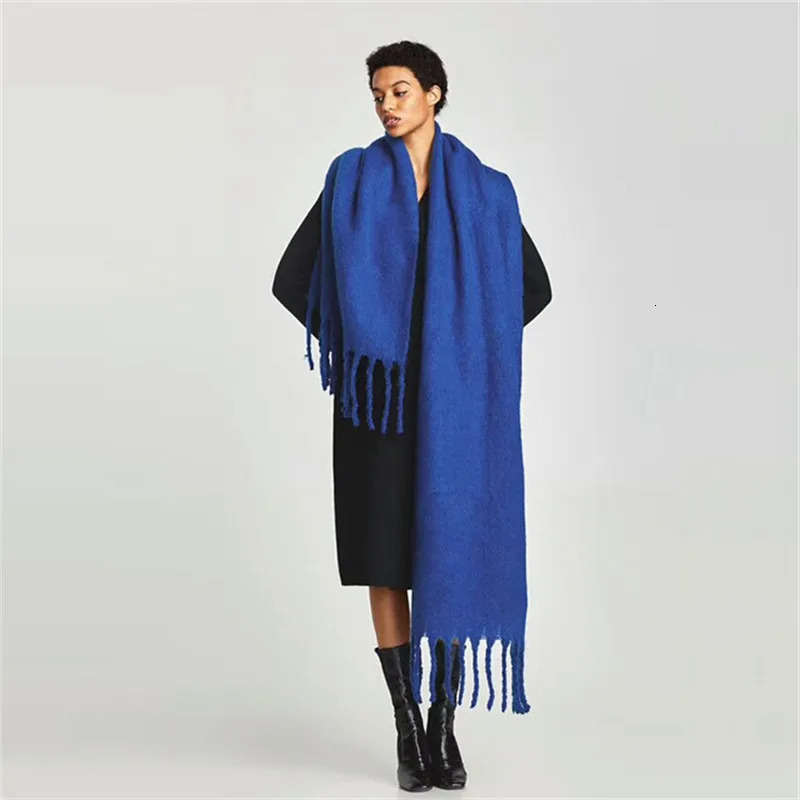 er Womens Winter Scarf Ladies Soild Color Cashmere Warm Shawls and Wraps Long Tassels Pashmina Blanket Scarves 250106