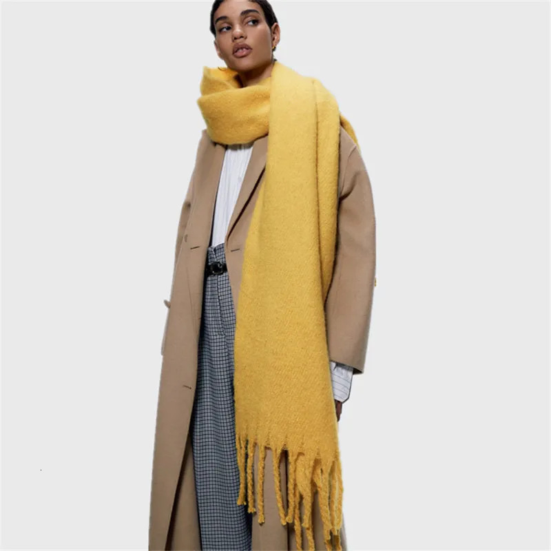 Womens Winter Scarf Ladies Soild Color Cashmere Warm Shawls and Wraps Long Tassels Pashmina Blanket Scarves 250106