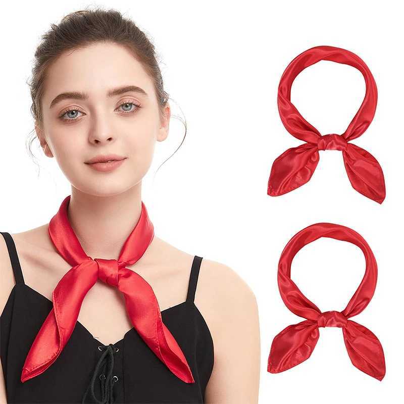 2024 New Womens Silk 60x60CM Square Headscarf Solid Color Womens Silk Sunscreen Versatile Bandana Scarf W250107