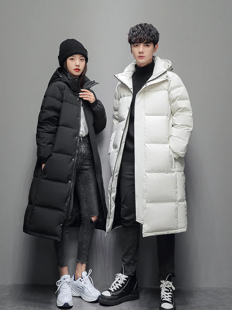 Mens Long Down Jacket -High-quality White Duck Down Hooded Jacket -30° Couple Thicked Warm Parkas 5XL Men Winter Coats 250102