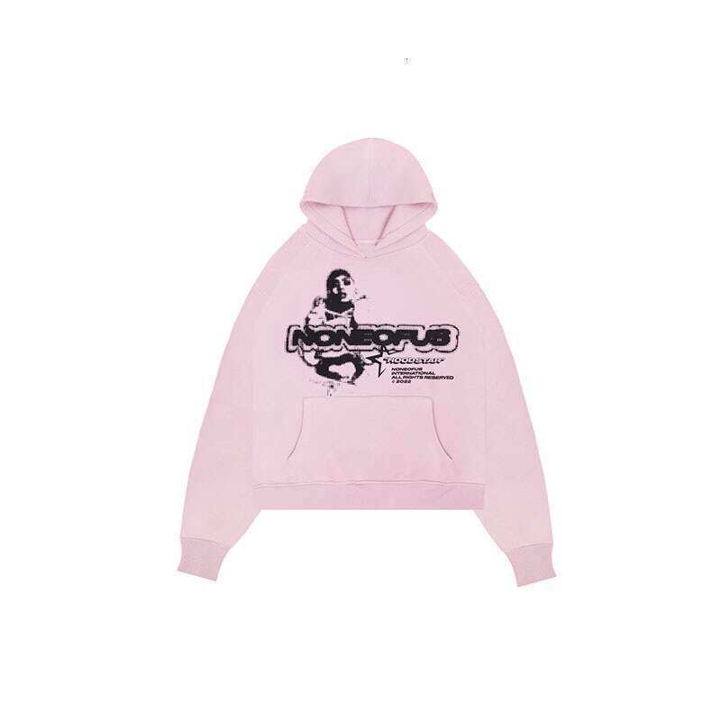 Trendy Brand Fashion Street Y2K Printed Hoodie Hip Hop Two Piece Set