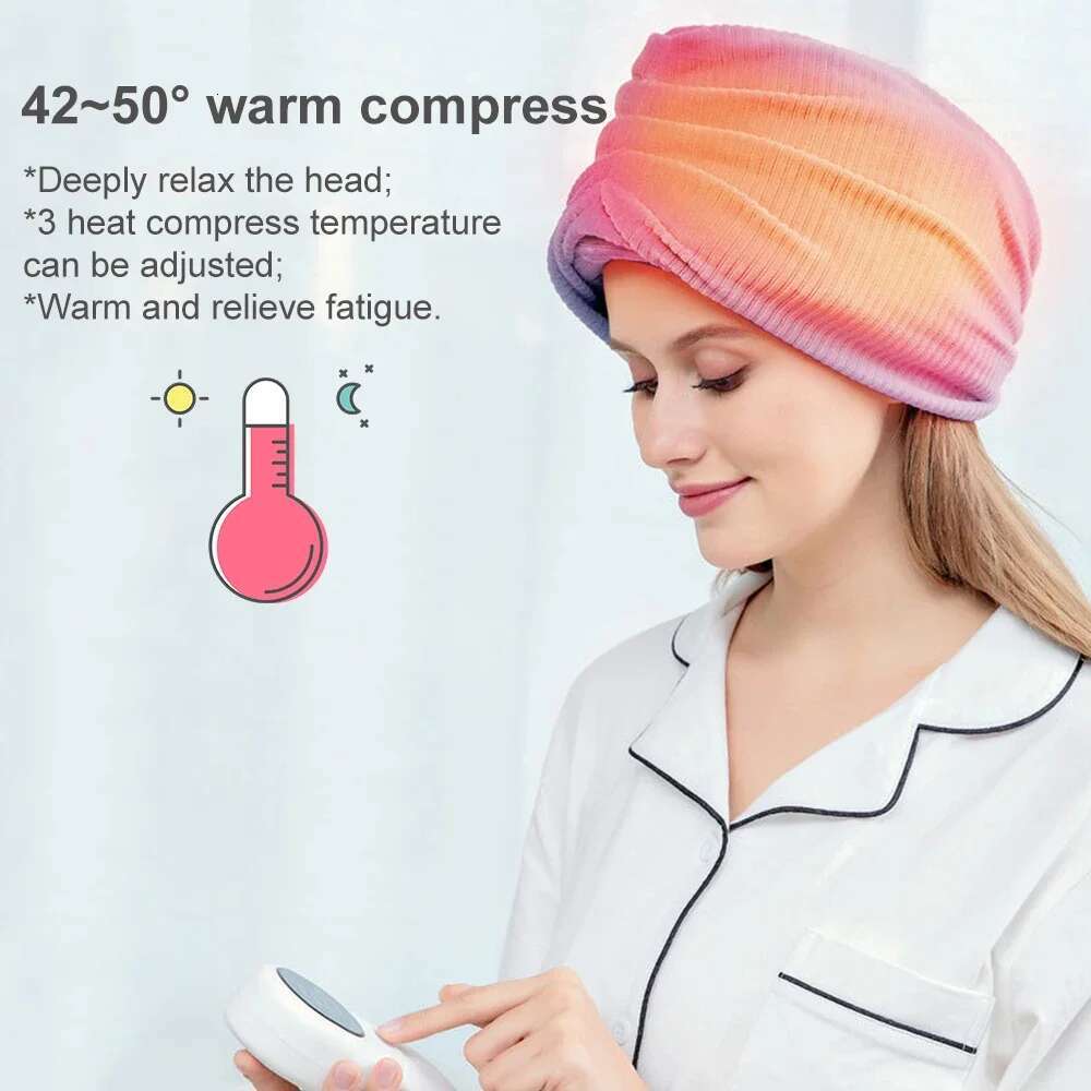 Electric Heated Vibration Head Air Compression Kneading Heads Massager SPA For Headache Stress Reliend Deep Sleeping