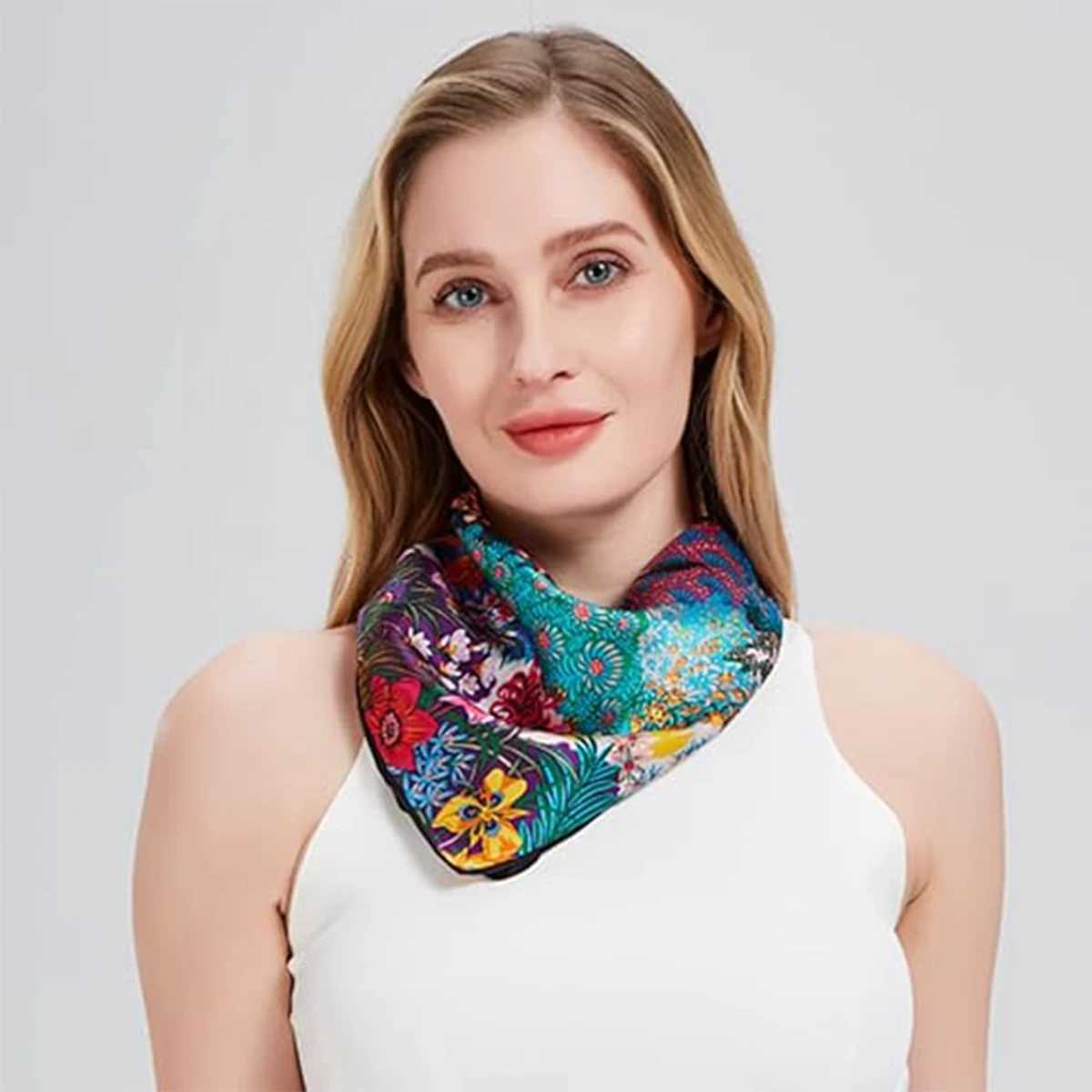 53 * 53cm floral silk scarf silk mulberry silk decorative scarf womens small square scarf -1 piece W250107