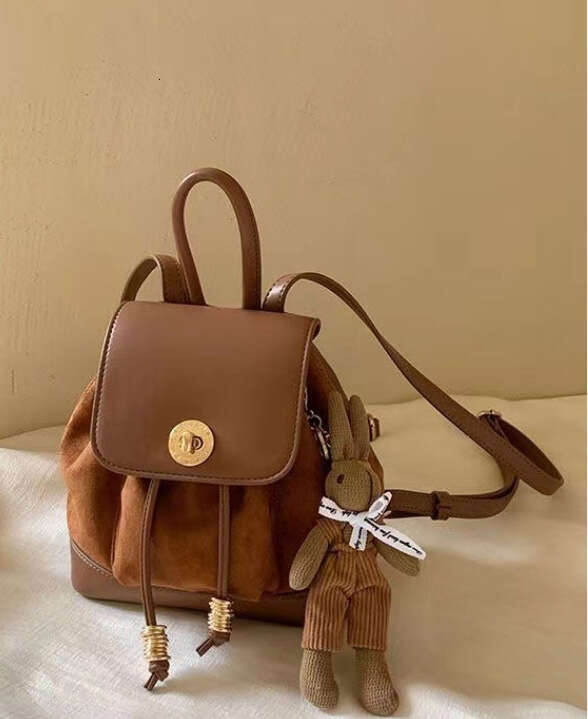 2025S Designer S New Model Autumn And Winter New Casual High End Deer Veet Leather Small Versatile Outdoor Backpack