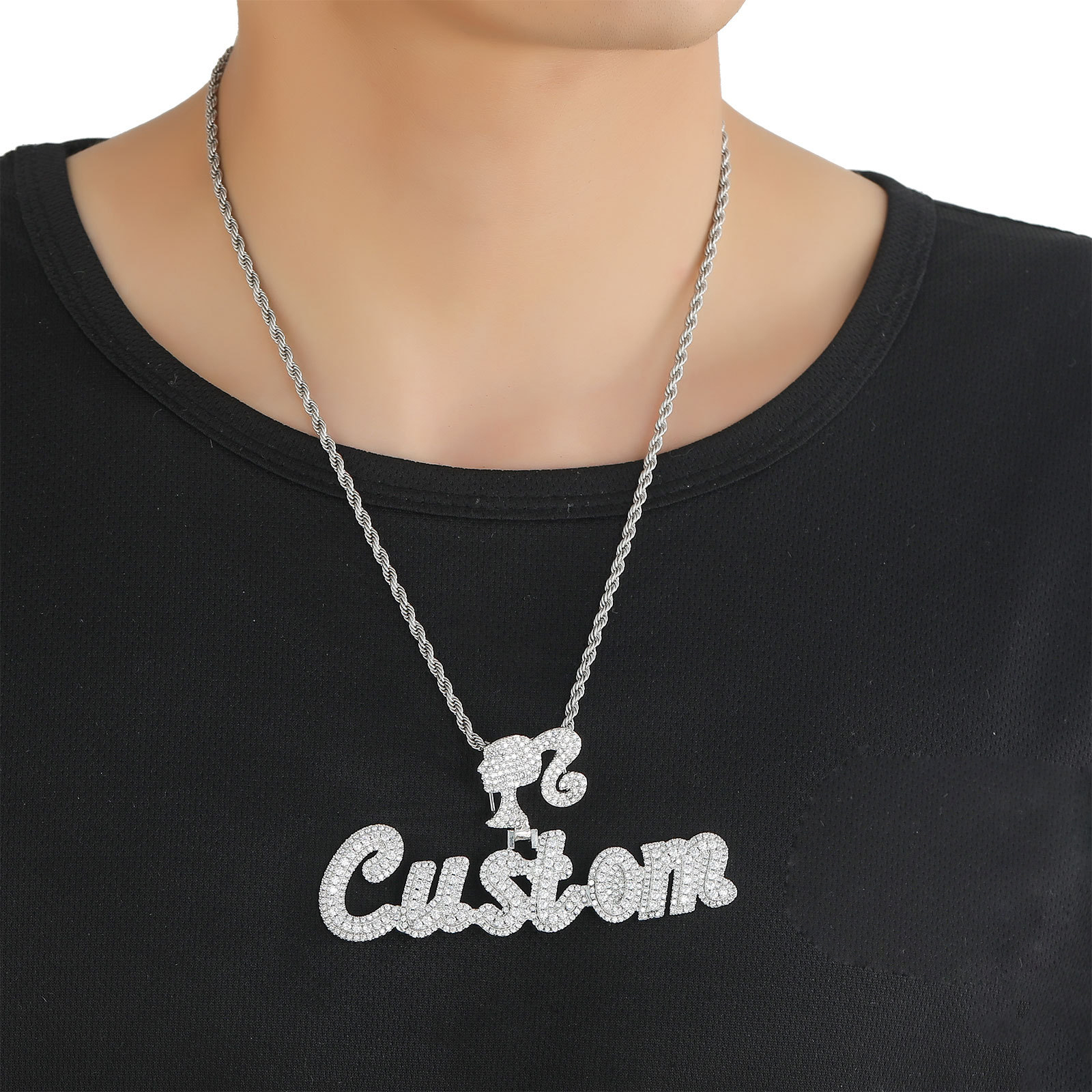 Custom A-Z Name Letters Pendant Necklaces Bling 5A Zircon Jewelry 18K Real Gold Plated Mens Women Gift