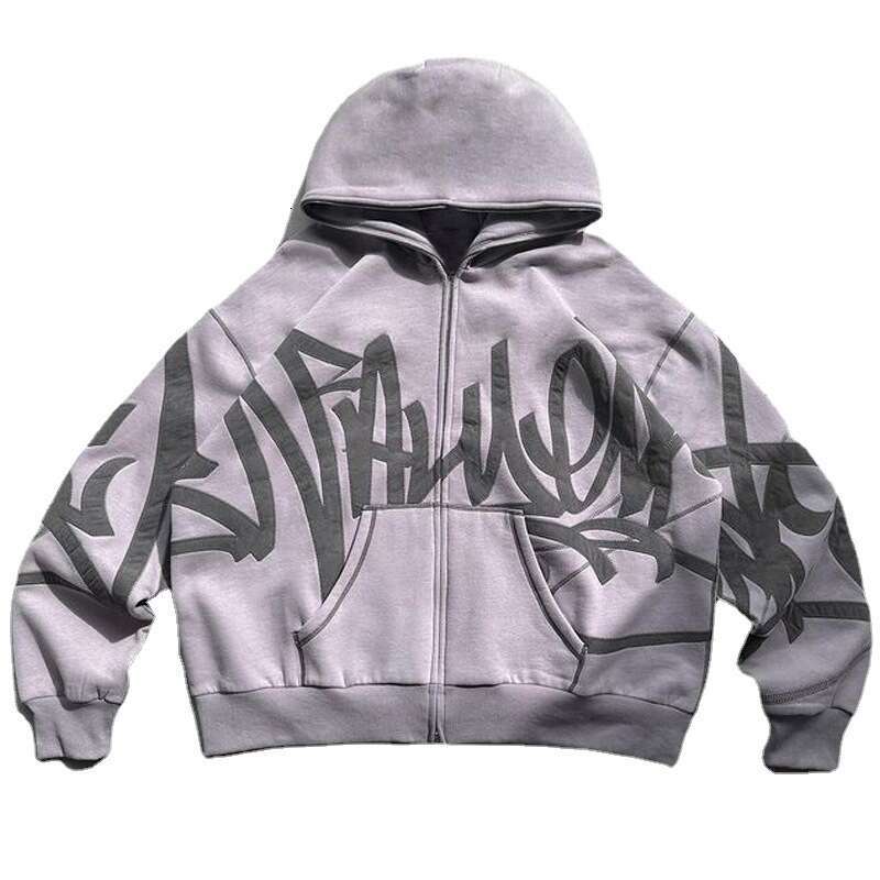 Men's and Women's Street Trendy Brand Loose Foam Hoodie Zipper