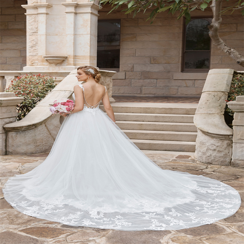 Luxury Mermaid Wedding Dress With Detachable Train Plus Size Lace Civil Boho Bride Dress Removable Tail Garden Bridal Dress Bespoke Vestio De Novias 2