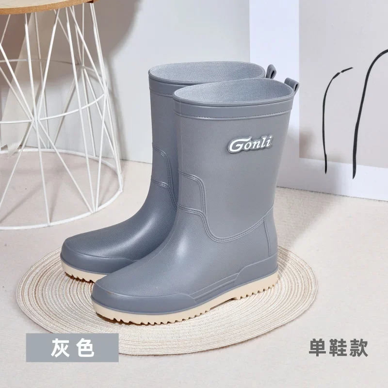 Fashion Rain Boots Womens Non-Slip Waterproof Shoes Simple Rain Boots MidCalf Rubber Boots Outdoor Car Wash Kitchen Rubber Shoes 250106