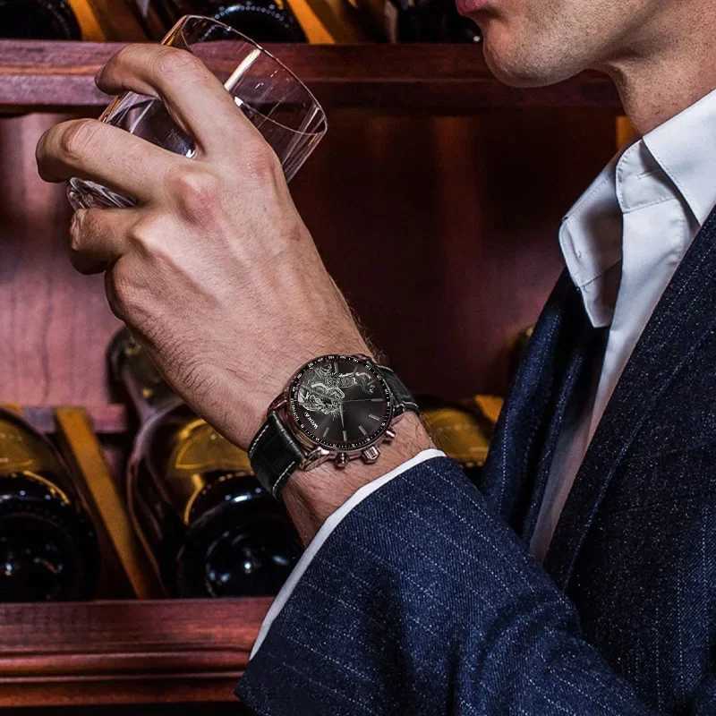 2024 New Fashion Tiger Dial Watch Mens Business Wristwatches Casual Leather Band Quartz Watches Men Dropshipping Montre HommeX250107