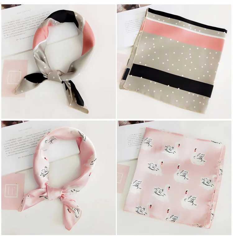 Square scarf business party headband elegant womens small retro slim fit retro neck and neck silk satin scarf W250107
