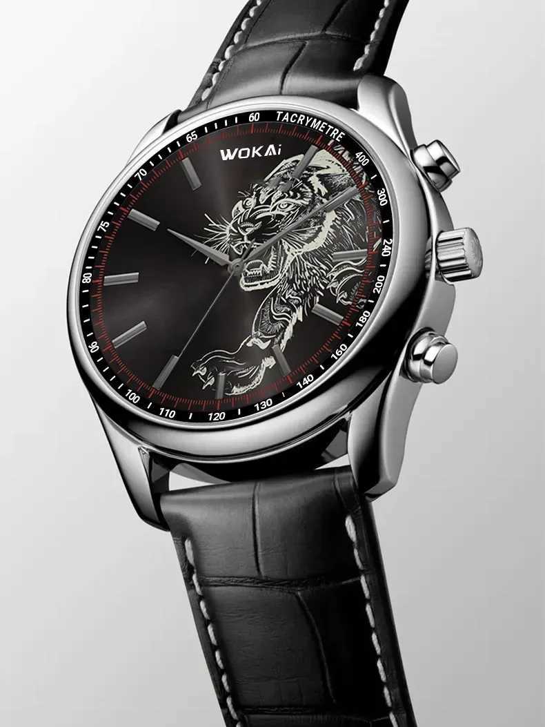 2024 New Fashion Tiger Dial Watch Mens Business Wristwatches Casual Leather Band Quartz Watches Men Dropshipping Montre HommeX250107
