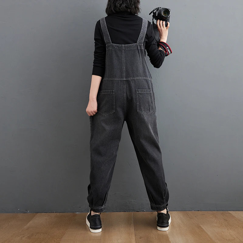 #1468 Black Pencil Harem Sleeveless Denim Jumpsuits Women Loose Streetwear Rompers Womens Jumpsuit Jeans Overalls Anklelength 250103