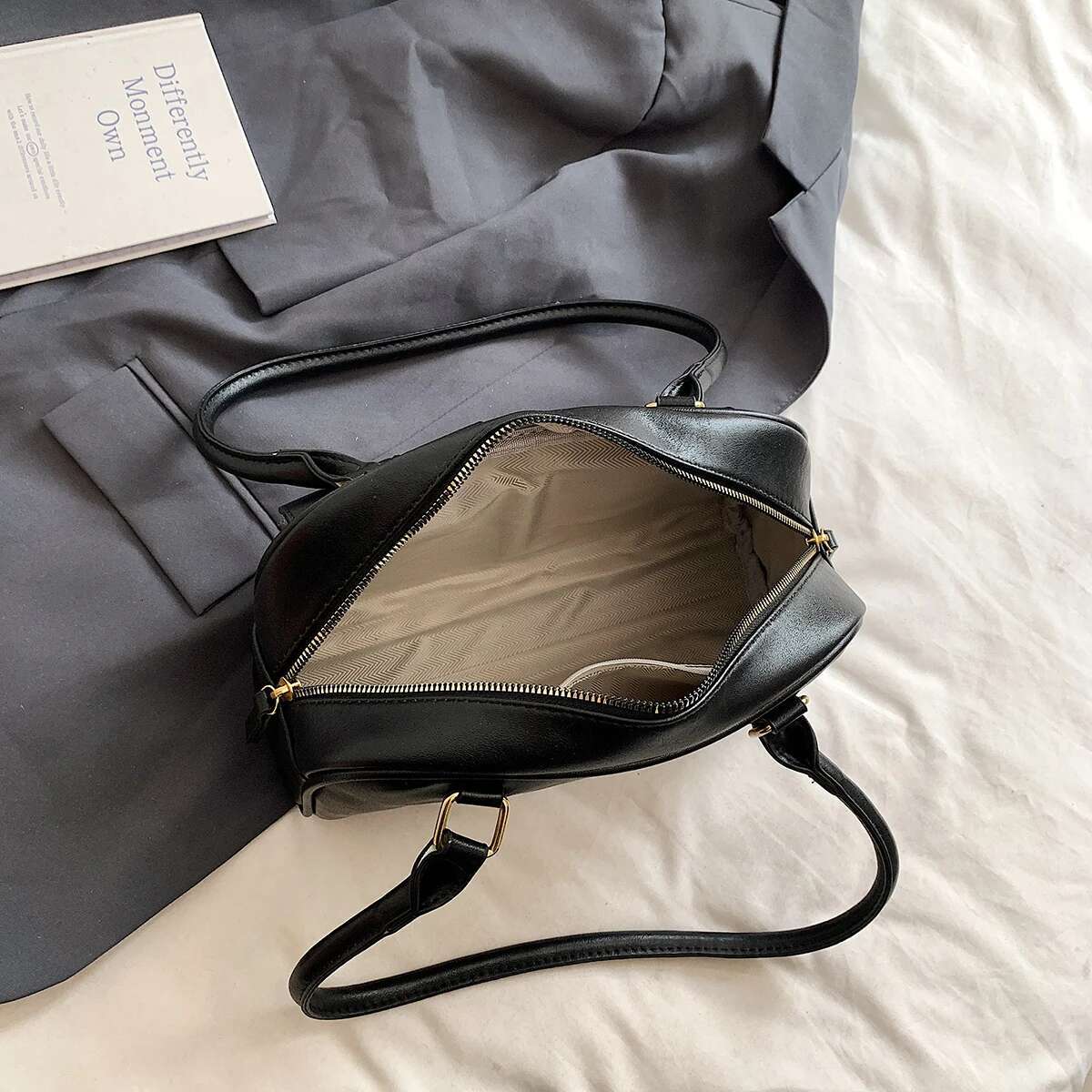 Ddmymarket Retro PU Leather Double Pockets Underarm Bags For Women 2024 Winter Y2K New Korean Fashion Female Shoulder Bag Handbags