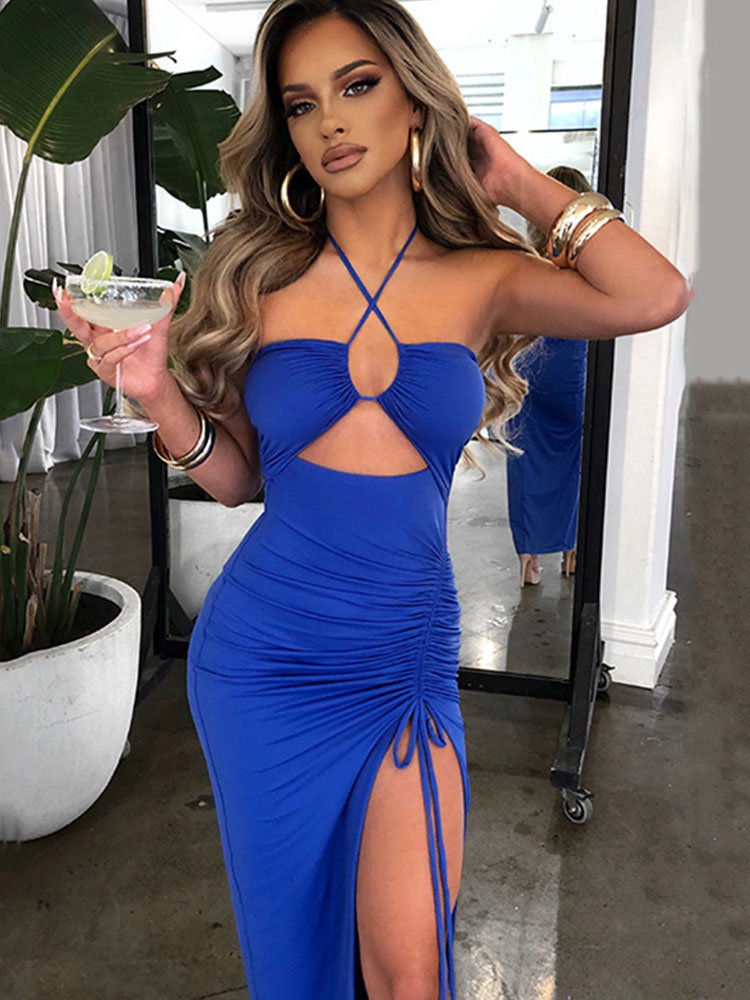 Sleeveless sexy women's Midi backless dress slim fit nightclub evening dress party women's dress tight vest elegant dress