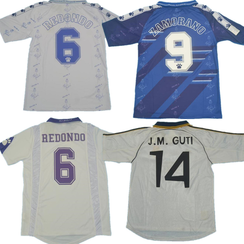 94 96 97 98 99 2000 Retro Jersey Soccer Jerseys 3# R.CARLOS 4 HIERRO #7 Raul #9 Zamorano #6 Redondo 8# MIJATOVIC Shirts Vintage Calcio Camiseta de futbol