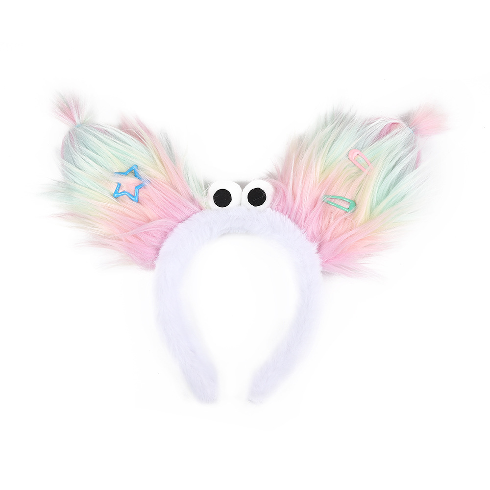Creative funny ugly cute doll explosive hair headband furry little monster headband autumn and winter cute face wash hair tie headband