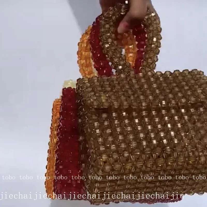 New Trendy Handmade Acrylic Corner Beads Box Bags Candy Colord Versatile Water Drop Shape Handle Flap Pockets Designer Bag