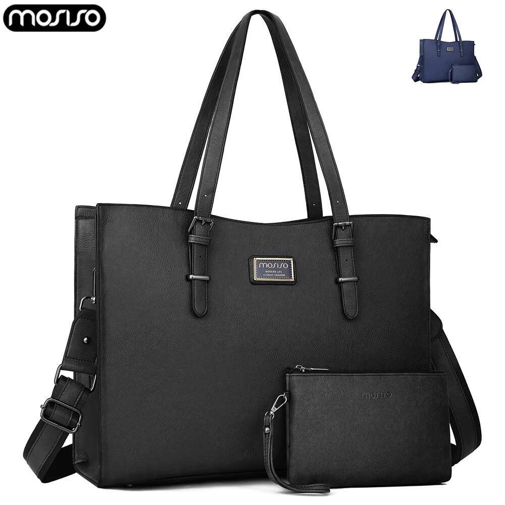 15.6 Inch Laptop PU Leather Women Tote Large Capacity Shopping Shoulder Bag Waterproof Business Travel Work Briefcase