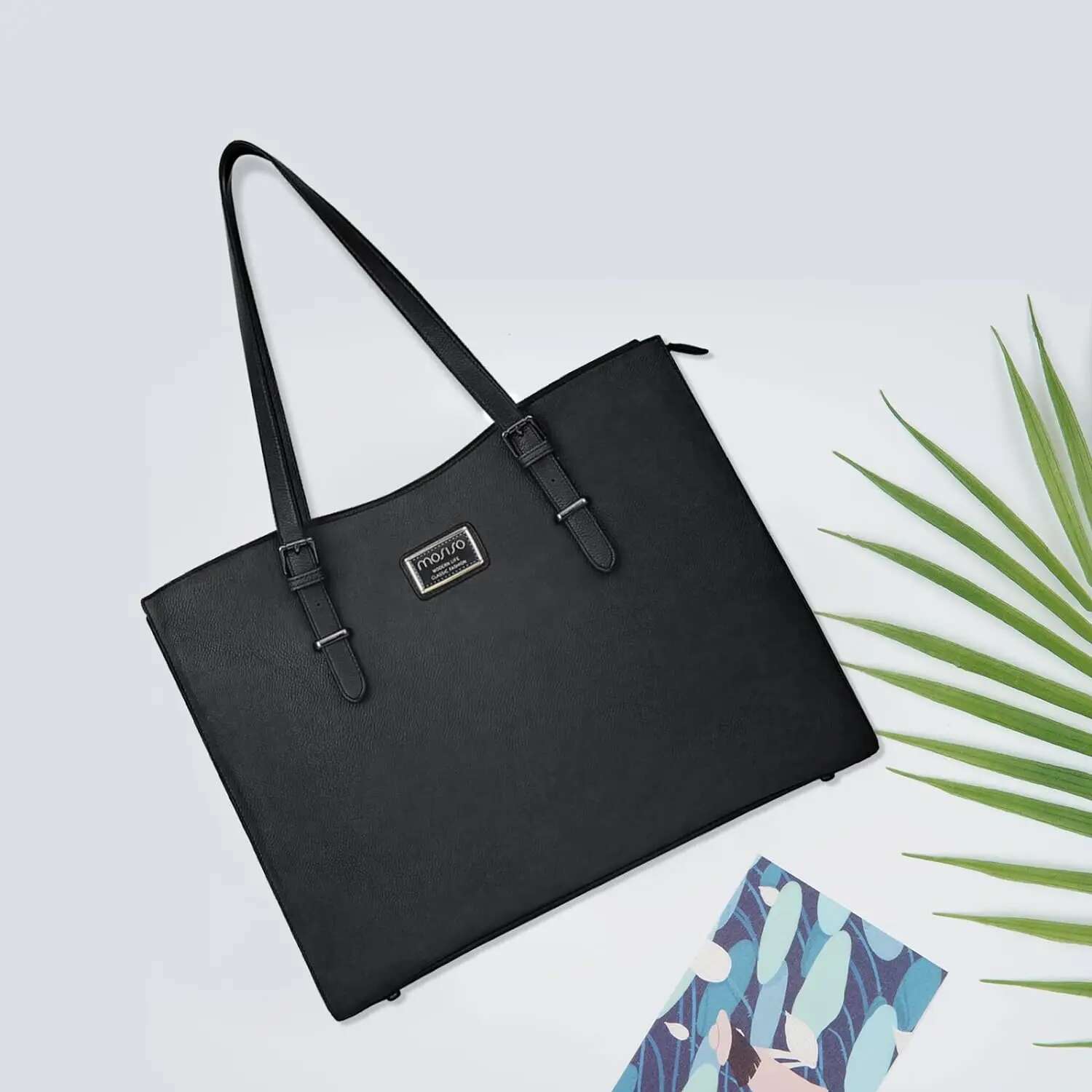 15.6 Inch Laptop PU Leather Women Tote Large Capacity Shopping Shoulder Bag Waterproof Business Travel Work Briefcase