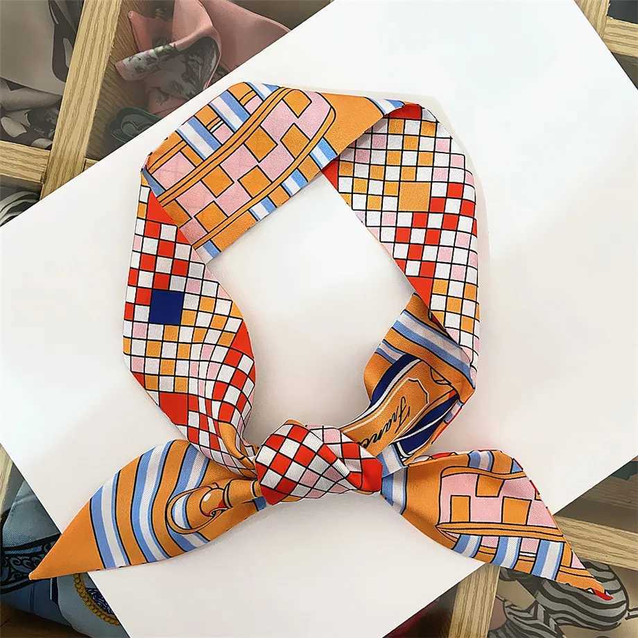 New design plain tight spring scarf womens luxury brand bag scarf summer collar scarf womens silk scarf W250107