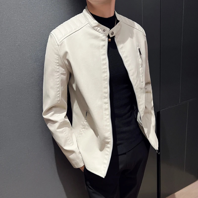 Fashionable Men Leather Clothes Handsome Warm Male Attractive Locomotive Zipper Cuffs Technology Cool Trendy Coats 250107