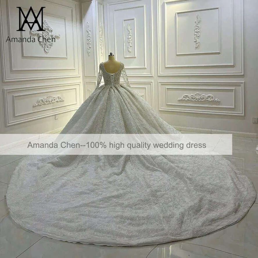 Square Necke Long Sleeve Wedding Dress