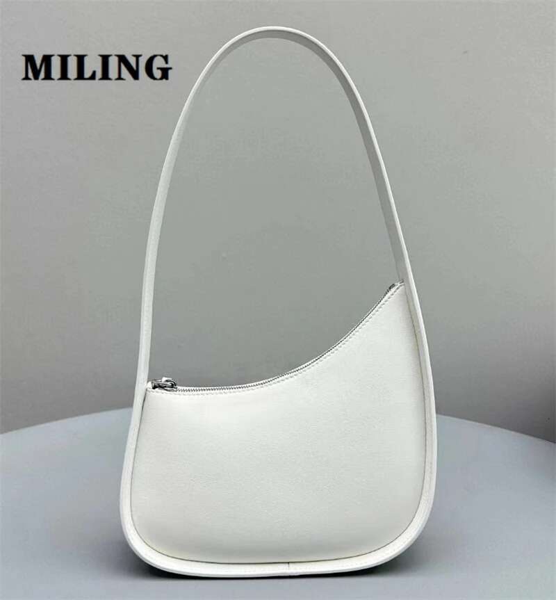 Calfskin Leather Shoulder Women's Fashion Underarm Handbag 2025 New Half Moon Bag Lady Design Purses