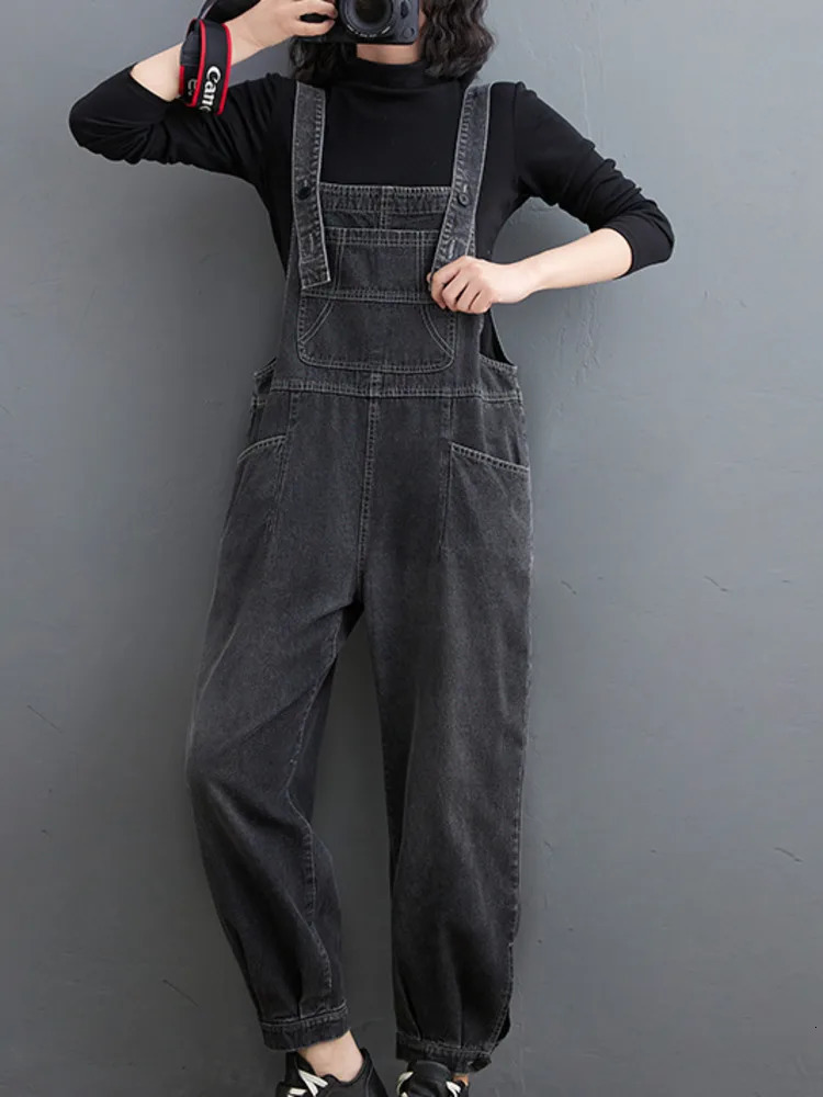 #1468 Black Pencil Harem Sleeveless Denim Jumpsuits Women Loose Streetwear Rompers Womens Jumpsuit Jeans Overalls Anklelength 250103