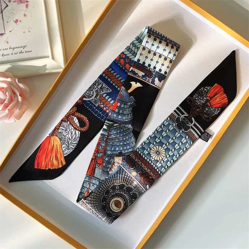 2022 Luxury Silk Scarf Ultra Thin Hair Accessories Fashion Bag Handle Ribbon Womens Horse Printed Headband Womens Autumn New 60SKU W250107